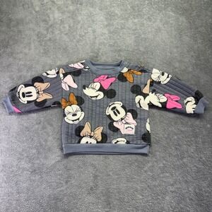 Disney Minnie Mouse Baby Toddler Gray Quilted‎ Sweatshirt Pullover Top 24M